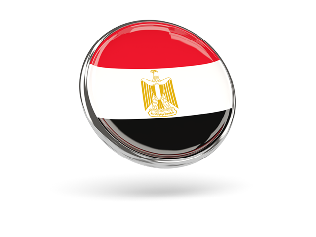 Round icon with metal frame. Download flag icon of Egypt at PNG format