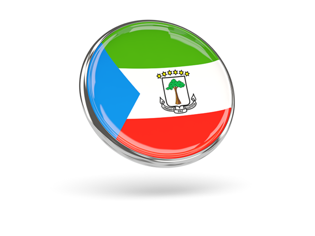 Круглая иконка с металлической рамкой. Скачать флаг. Экваториальная Гвинея