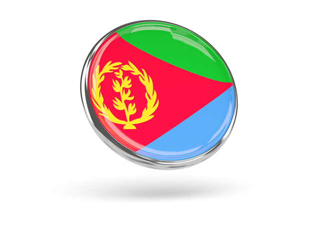 Круглая иконка с металлической рамкой. Скачать флаг. Эритрея