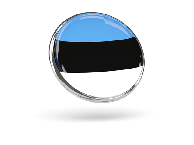 Круглая иконка с металлической рамкой. Скачать флаг. Эстония