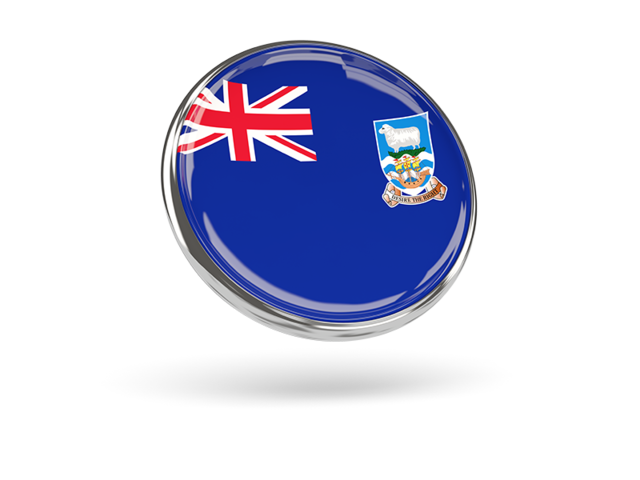 Round icon with metal frame. Download flag icon of Falkland Islands at PNG format