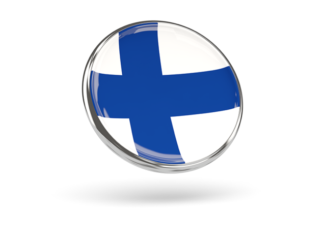 Round icon with metal frame. Download flag icon of Finland at PNG format