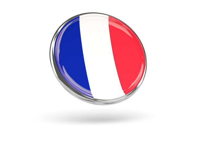 Круглая иконка с металлической рамкой. Скачать флаг. Франция
