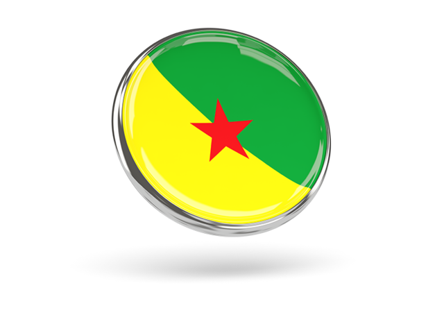 Round icon with metal frame. Download flag icon of French Guiana at PNG format
