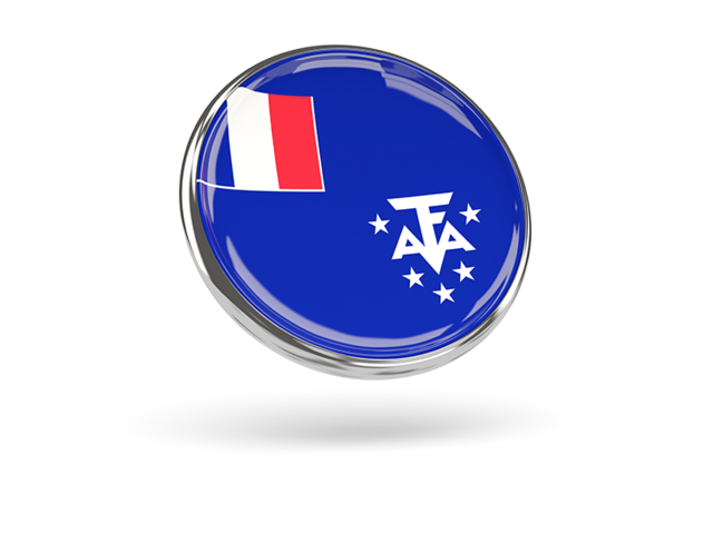 Round icon with metal frame. Download flag icon of French Southern and Antarctic Lands at PNG format