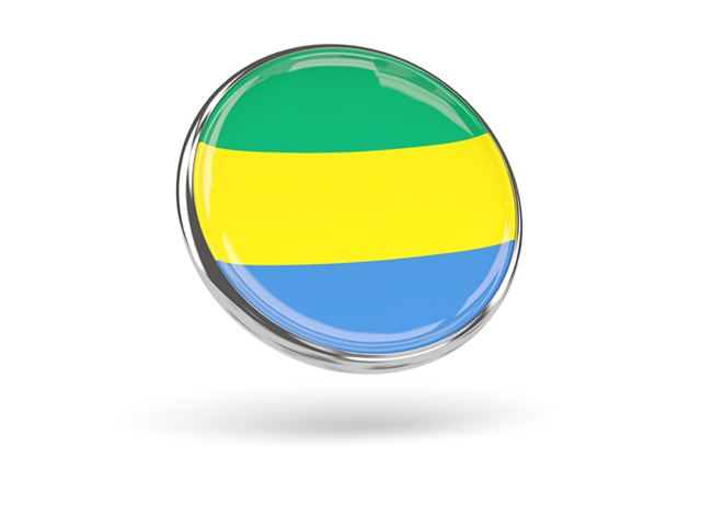 Round icon with metal frame. Download flag icon of Gabon at PNG format