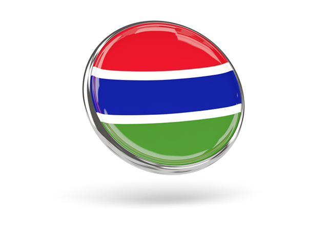 Круглая иконка с металлической рамкой. Скачать флаг. Гамбия