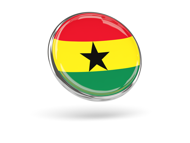 Round icon with metal frame. Download flag icon of Ghana at PNG format