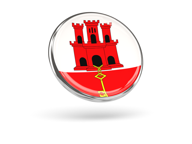 Round icon with metal frame. Download flag icon of Gibraltar at PNG format