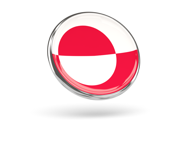 Round icon with metal frame. Download flag icon of Greenland at PNG format