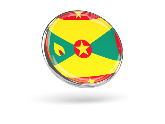 Round icon with metal frame. Download flag icon of Grenada at PNG format