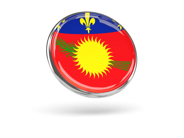 Round icon with metal frame. Download flag icon of Guadeloupe at PNG format