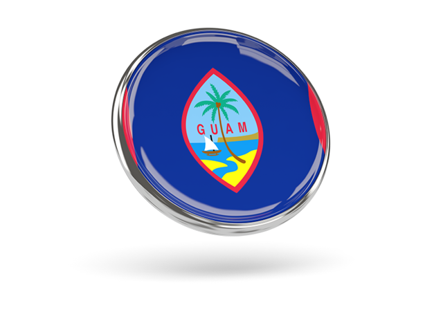 Round icon with metal frame. Download flag icon of Guam at PNG format