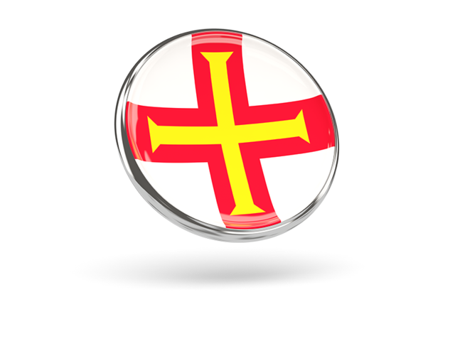 Round icon with metal frame. Download flag icon of Guernsey at PNG format