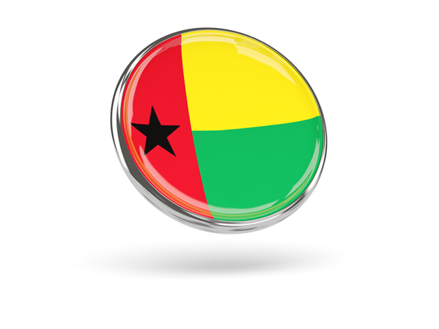 Round icon with metal frame. Download flag icon of Guinea-Bissau at PNG format