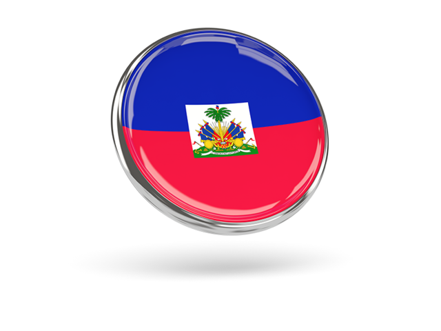 Круглая иконка с металлической рамкой. Скачать флаг. Гаити