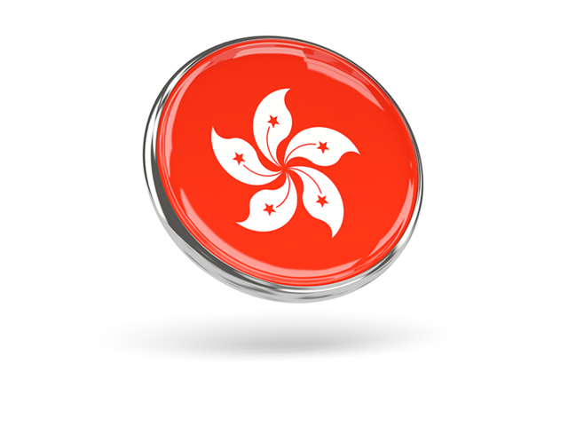 Round icon with metal frame. Download flag icon of Hong Kong at PNG format