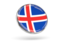 Iceland. Round icon with metal frame. Download icon.