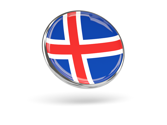 Round icon with metal frame. Download flag icon of Iceland at PNG format