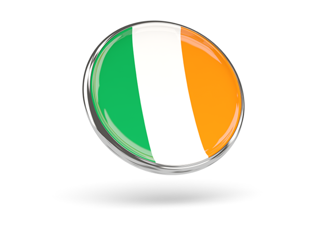 Круглая иконка с металлической рамкой. Скачать флаг. Ирландия