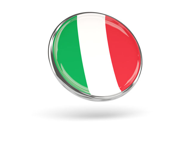 Round icon with metal frame. Download flag icon of Italy at PNG format