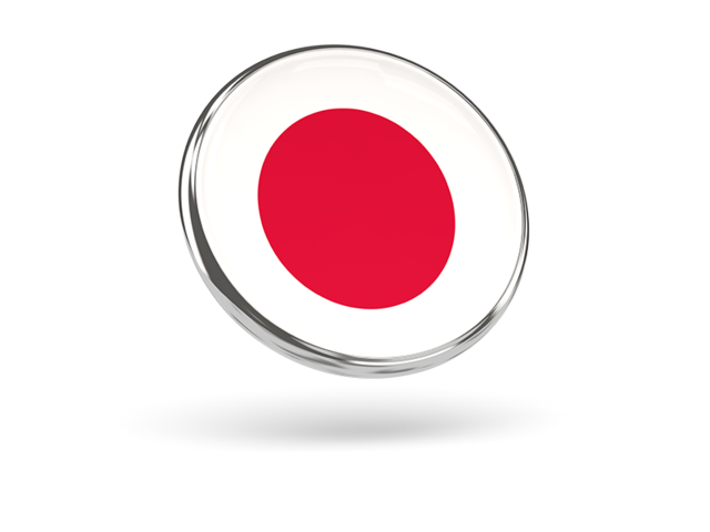 Круглая иконка с металлической рамкой. Скачать флаг. Япония