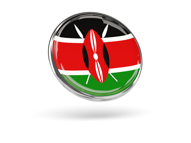 Round icon with metal frame. Download flag icon of Kenya at PNG format