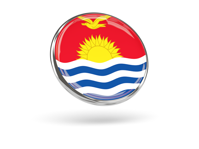 Круглая иконка с металлической рамкой. Скачать флаг. Кирибати