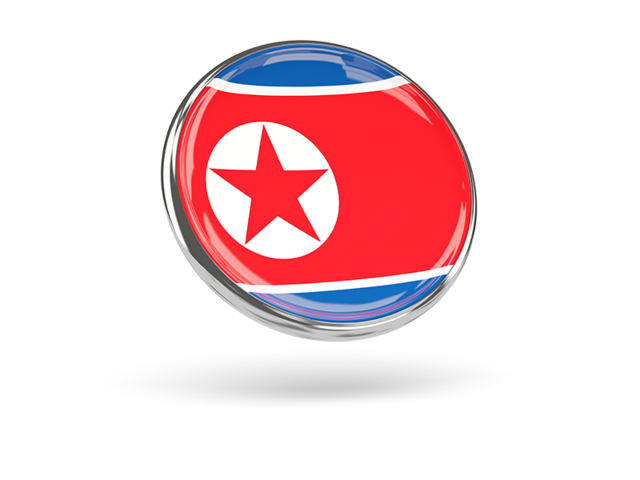 Round icon with metal frame. Download flag icon of North Korea at PNG format