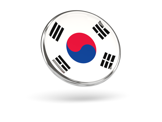Круглая иконка с металлической рамкой. Скачать флаг. Южная Корея