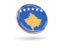 Kosovo. Round icon with metal frame. Download icon.