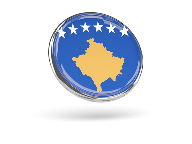 Round icon with metal frame. Download flag icon of Kosovo at PNG format