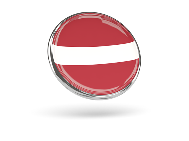 Round icon with metal frame. Download flag icon of Latvia at PNG format
