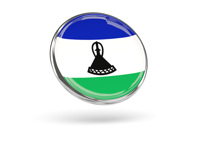 Круглая иконка с металлической рамкой. Скачать флаг. Лесото