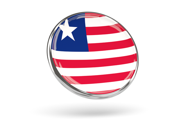 Круглая иконка с металлической рамкой. Скачать флаг. Либерия