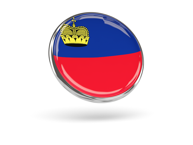 Round icon with metal frame. Download flag icon of Liechtenstein at PNG format