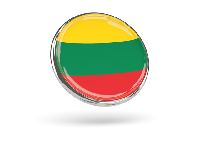 Round icon with metal frame. Download flag icon of Lithuania at PNG format