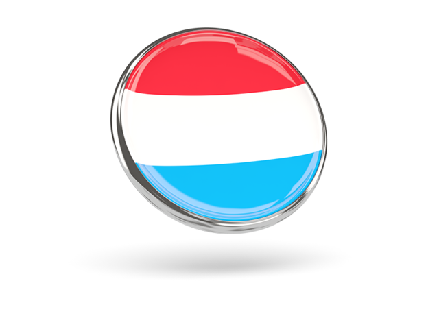 Round icon with metal frame. Download flag icon of Luxembourg at PNG format