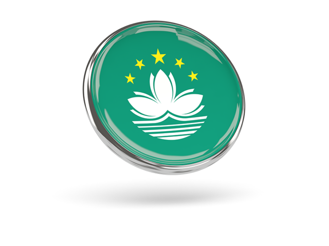 Round icon with metal frame. Download flag icon of Macao at PNG format