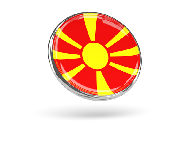 Round icon with metal frame. Download flag icon of Macedonia at PNG format