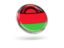 Malawi. Round icon with metal frame. Download icon.