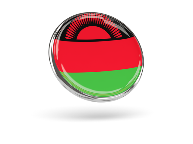 Круглая иконка с металлической рамкой. Скачать флаг. Малави