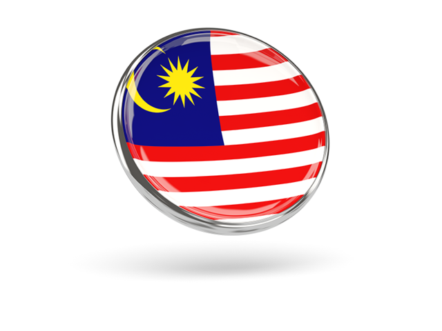 Round icon with metal frame. Download flag icon of Malaysia at PNG format