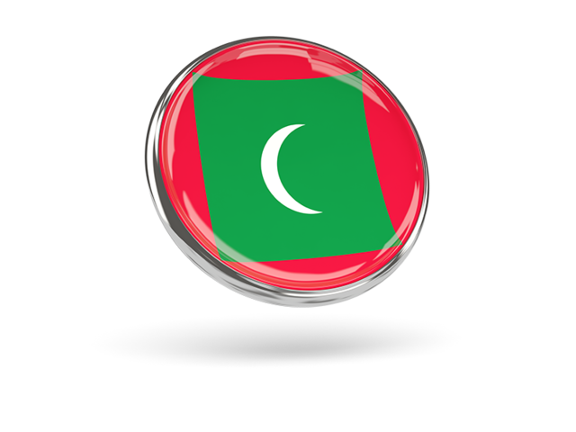Круглая иконка с металлической рамкой. Скачать флаг. Мальдивы