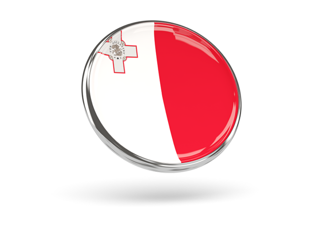 Round icon with metal frame. Download flag icon of Malta at PNG format