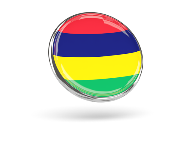Round icon with metal frame. Download flag icon of Mauritius at PNG format