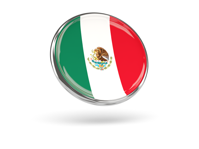 Round icon with metal frame. Download flag icon of Mexico at PNG format