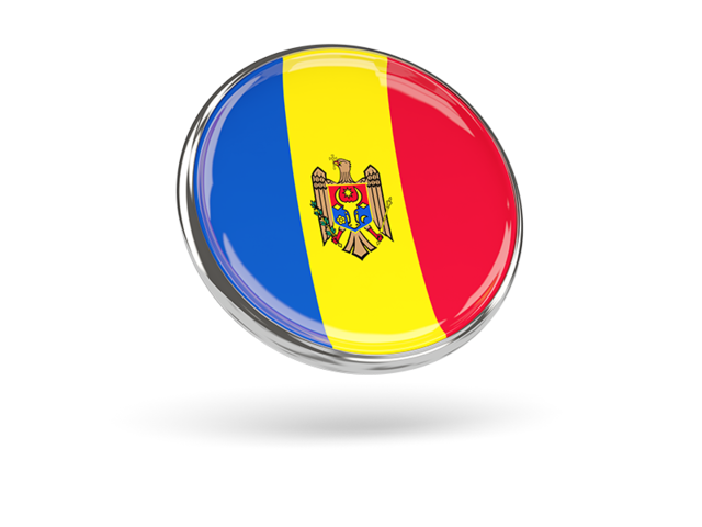 Round icon with metal frame. Download flag icon of Moldova at PNG format