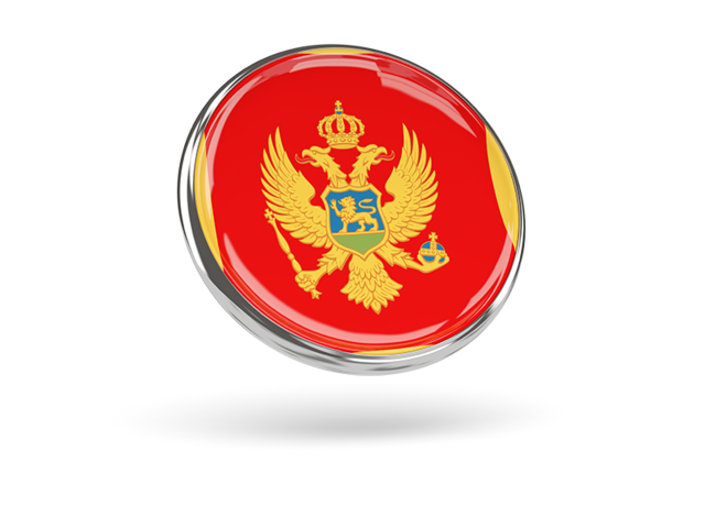 Round icon with metal frame. Download flag icon of Montenegro at PNG format