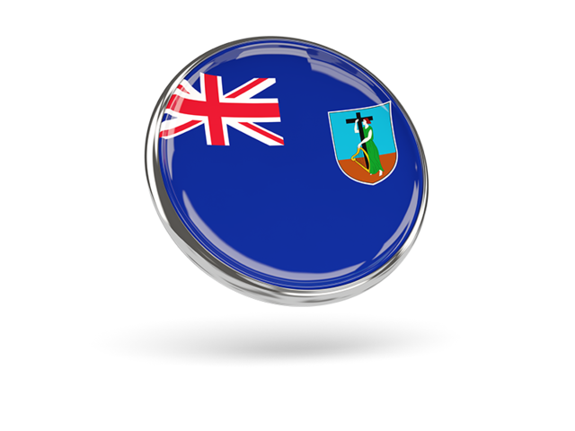 Round icon with metal frame. Download flag icon of Montserrat at PNG format